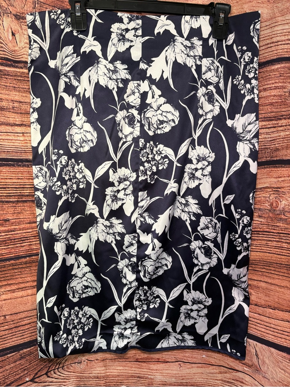 Covington Navy and White Floral Pencil Skirt